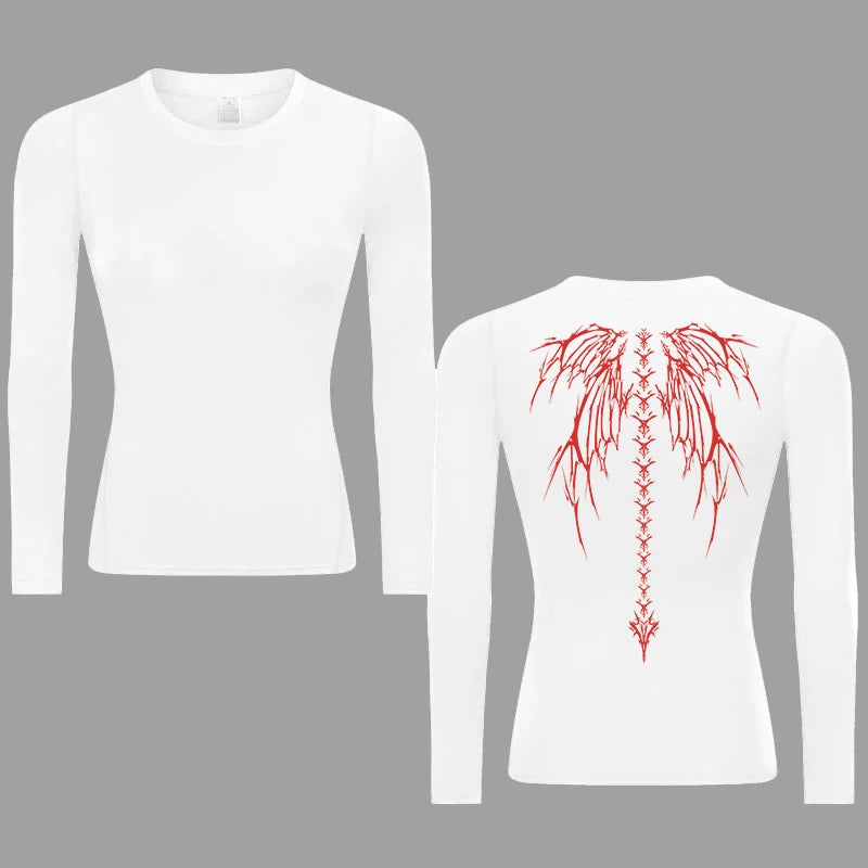 Skeleton Wings Compression Shirt Long Sleeve (Women) V2 - AnimeVibe Shop